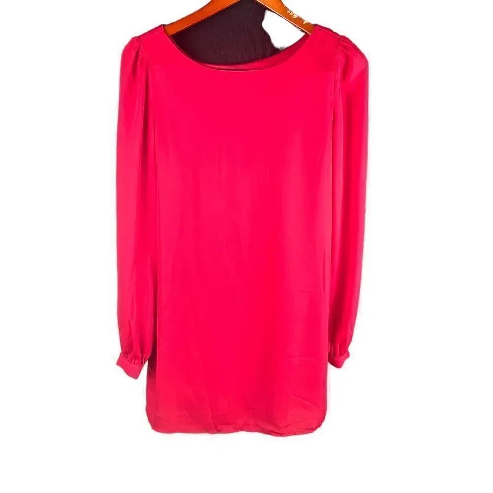 Lulus XS perfect situation red chiffon long sleeve shift dress Christmas holiday